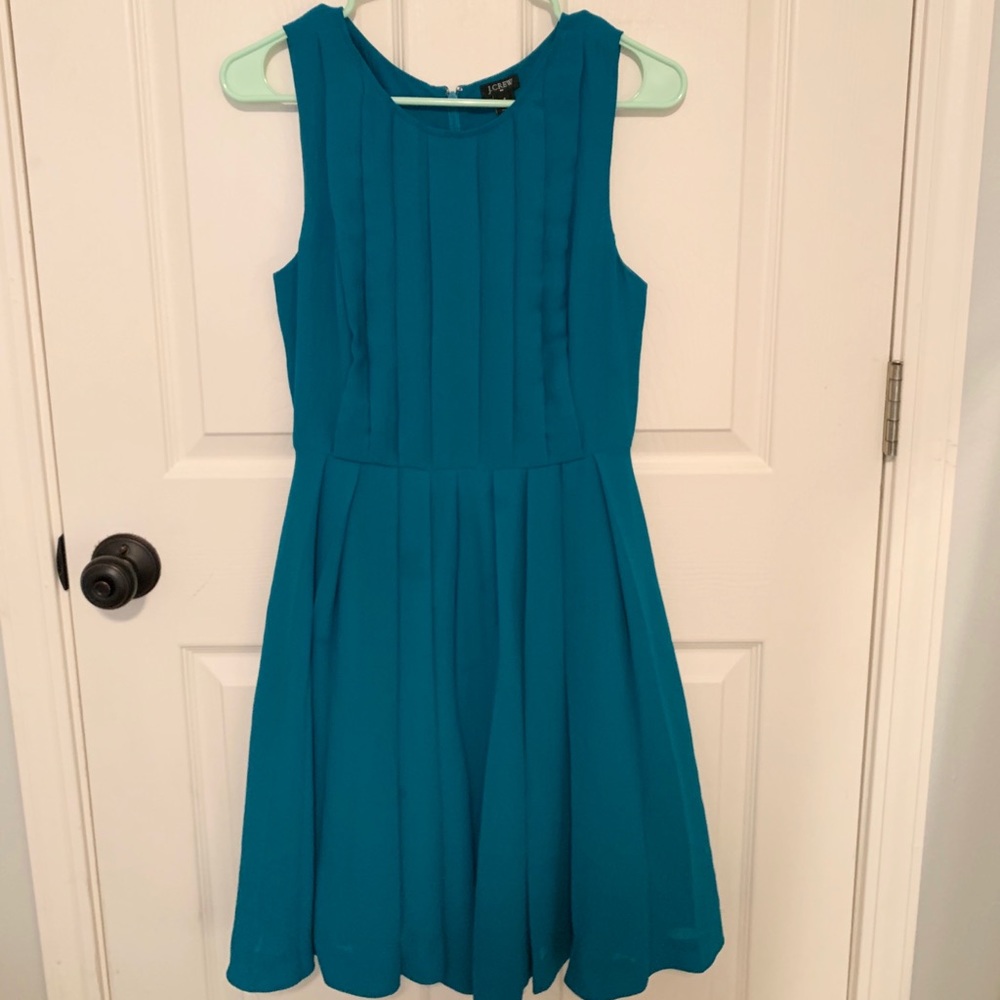 J. Crew Teal, Pleated Dress
